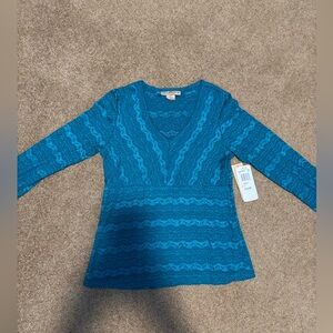 NWT blue Long Sleeve Lace Top